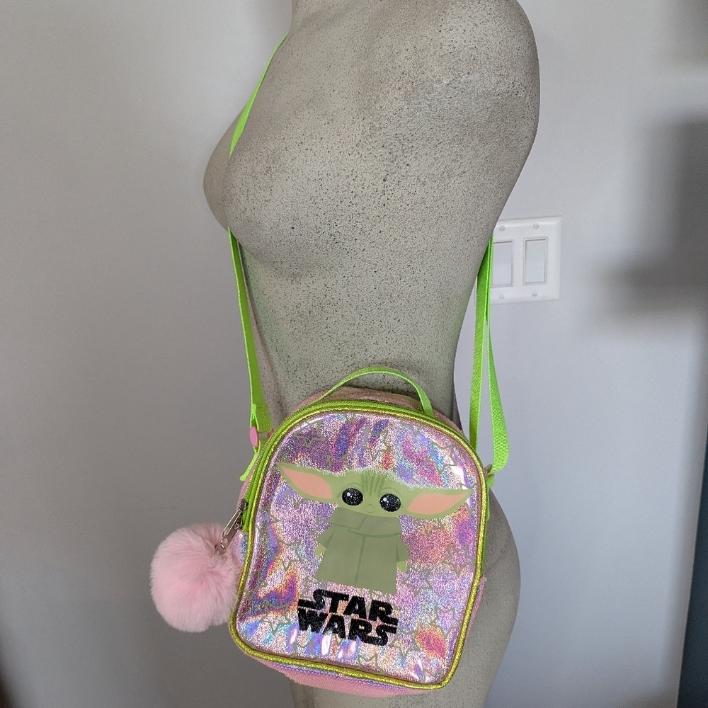 🍁Star Wars Pink and Green Grogu Shoulder Bag With Pom Pom